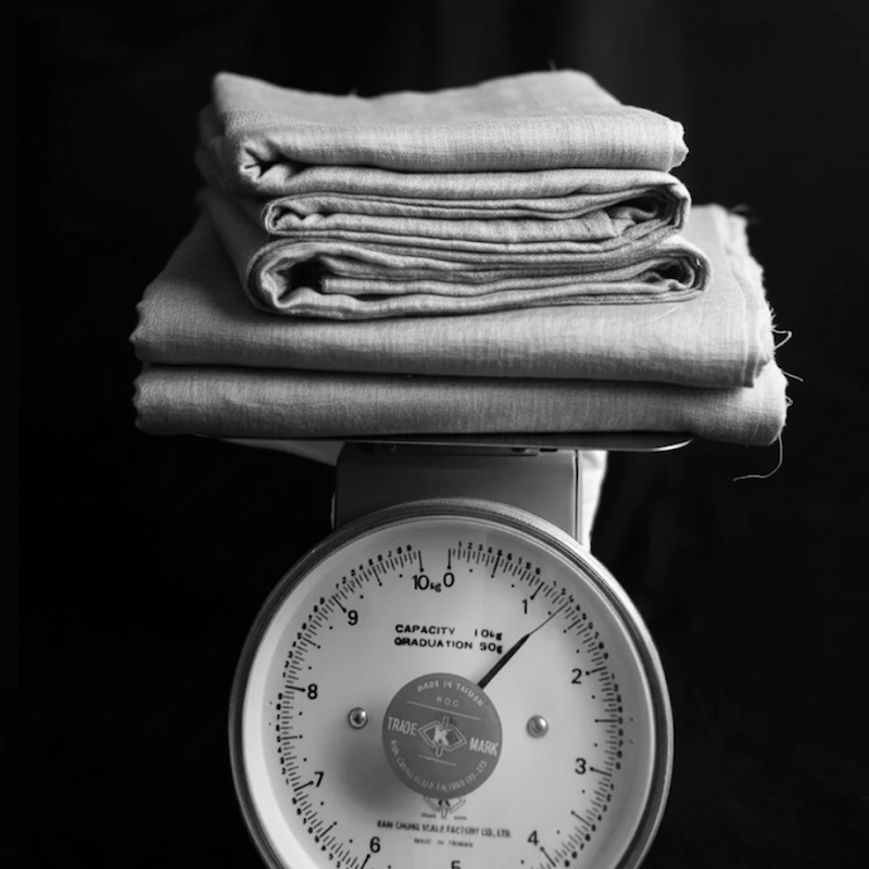Fabric on weighing scale